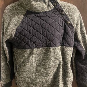 Abercrombie & Fitch Jacket Womens L Gray Fleece Pullover Asymmetric Snap